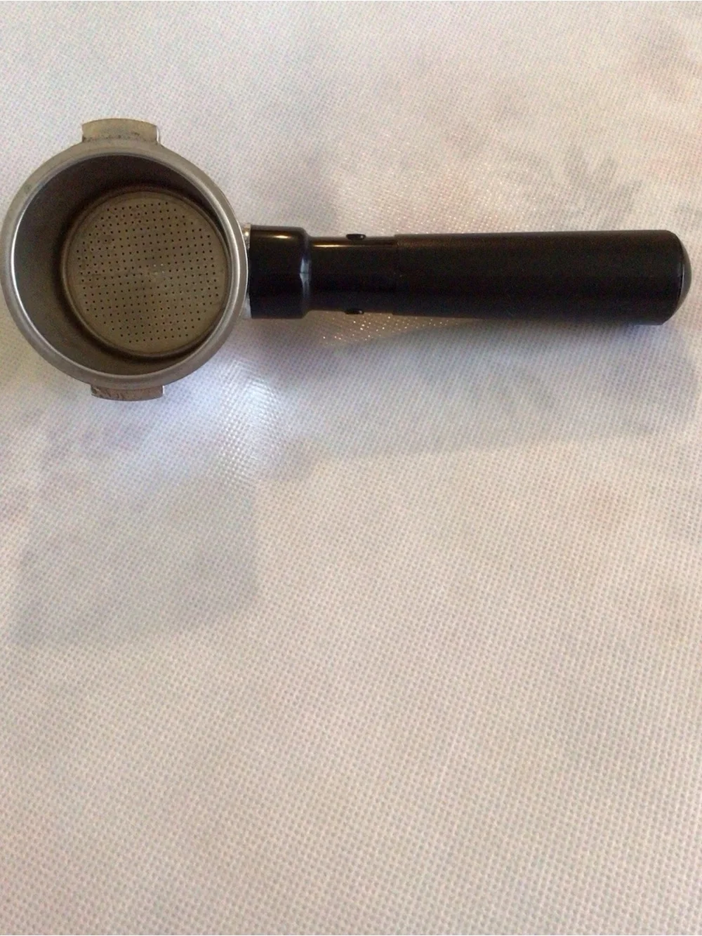 Black and Silver Portafilter and Filter Basket - Espresso Machine Accessory